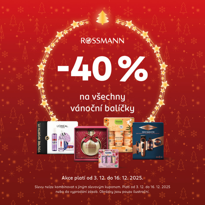 40 % na vánoční balíčky v Rossmann